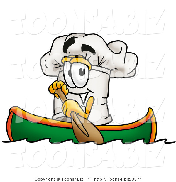 Illustration of a Chef Hat Mascot Rowing a Boat