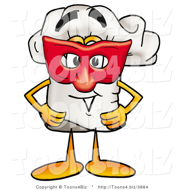 Illustration of a Chef Hat Mascot Wearing a Red Mask over His Face