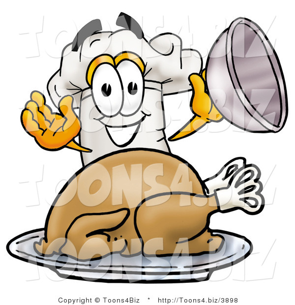 Illustration of a Chef Hat Serving a Thanksgiving Turkey on a PlatterChef Hat Serving a Thanksgiving Turkey on a Platter