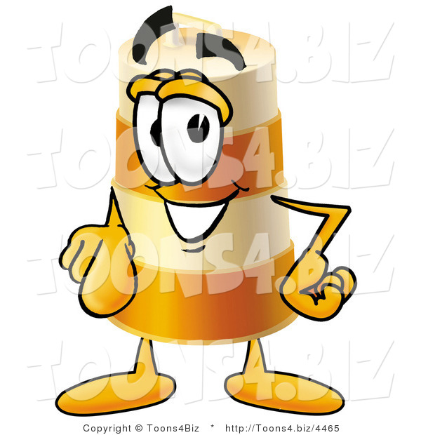Illustration of a Construction Safety Barrel Mascot Pointing at the Viewer