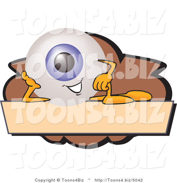 Illustration of a Eyeball Mascot on a Blank Brown and Tan Label