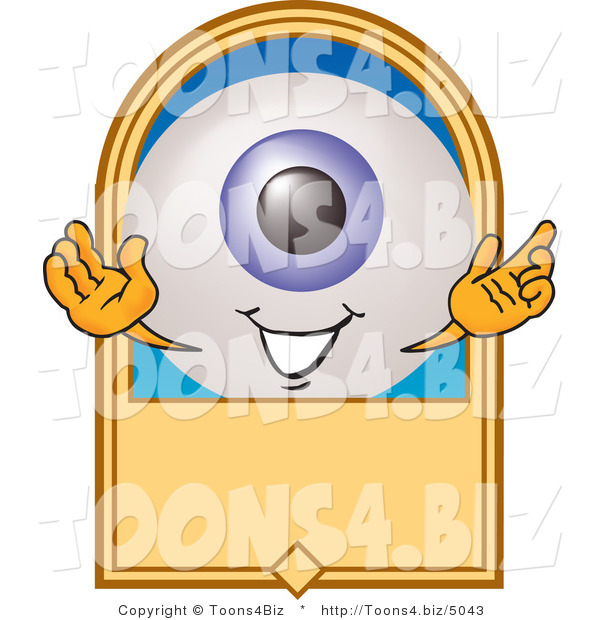Illustration of a Eyeball Mascot on a Blank Tan Label