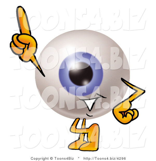 Illustration of a Eyeball Mascot Pointing Upwards