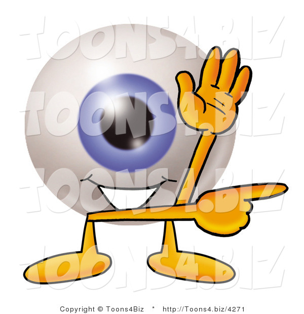 Illustration of a Eyeball Mascot Waving and Pointing