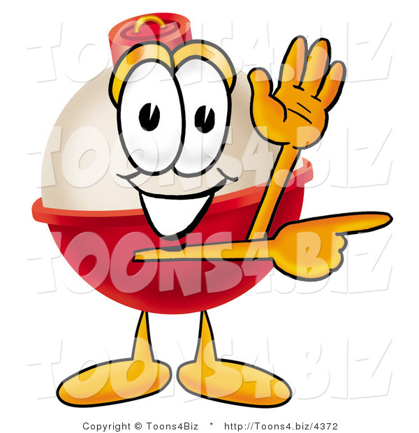 Illustration of a Fishing Bobber Mascot Waving and Pointing