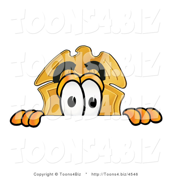 Illustration of a Police Badge Mascot Peeking over a Surface