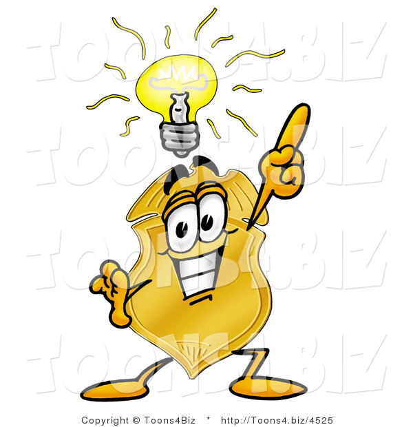 Illustration of a Police Badge Mascot with a Bright Idea