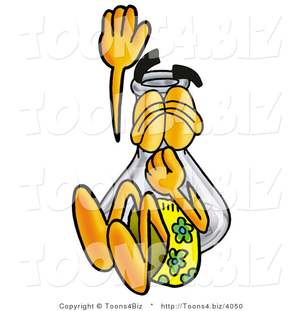 Illustration of a Science Beaker Mascot Plugging His Nose While Jumping into Water
