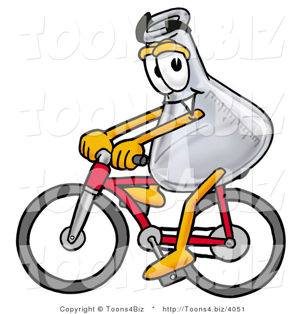 Illustration of a Science Beaker Mascot Riding a Bicycle