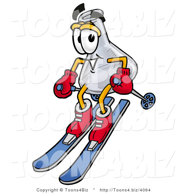 Illustration of a Science Beaker Mascot Skiing Downhill
