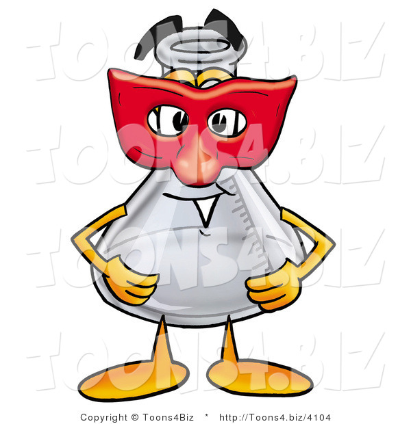 Illustration of a Science Beaker Mascot Wearing a Red Mask over His Face