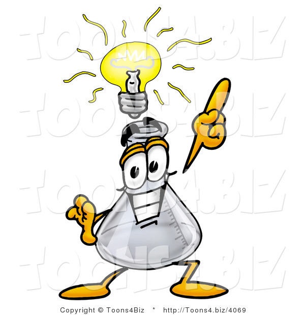 Illustration of a Science Beaker Mascot with a Bright Idea