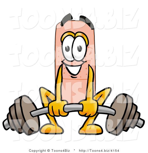 Illustration of an Adhesive Bandage Mascot Lifting a Heavy Barbell