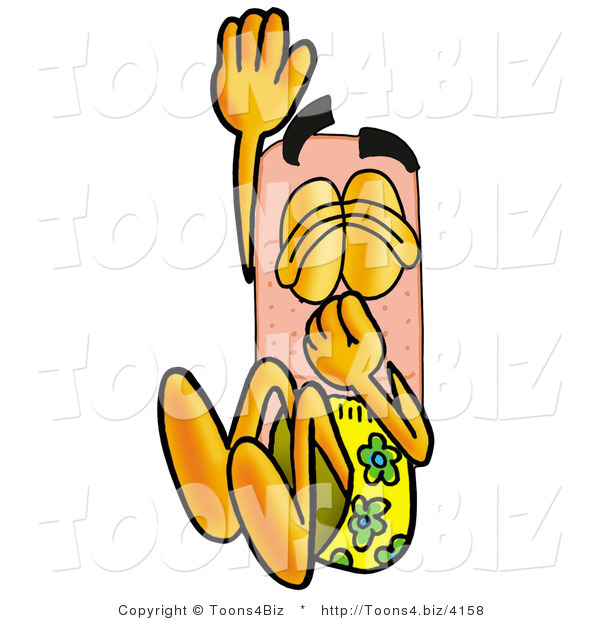Illustration of an Adhesive Bandage Mascot Plugging His Nose While Jumping into Water