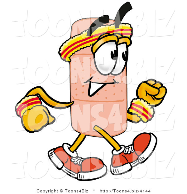Illustration of an Adhesive Bandage Mascot Speed Walking or Jogging