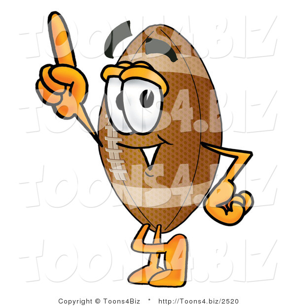 Illustration of an American Football Mascot Pointing Upwards