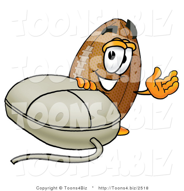 Illustration of an American Football Mascot with a Computer Mouse