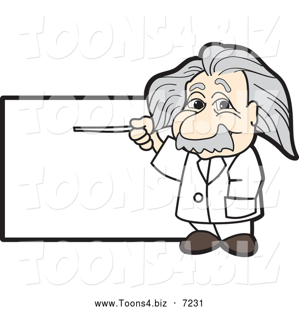 Vector Illustration of a Albert Einstein Scientist Pointing to a Sign