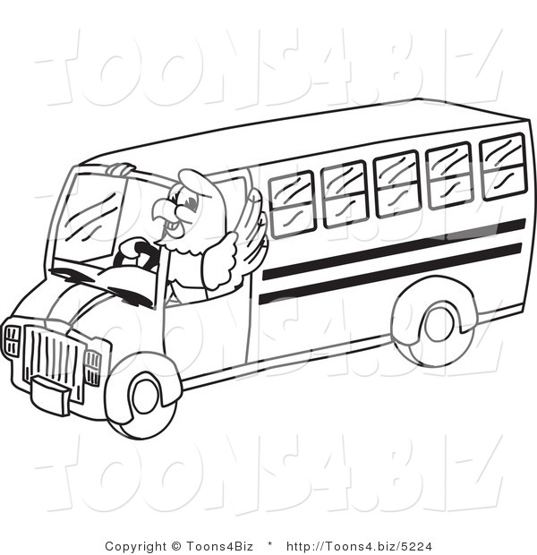 Vector Illustration of a Bald Eagle Bus Driver Outline