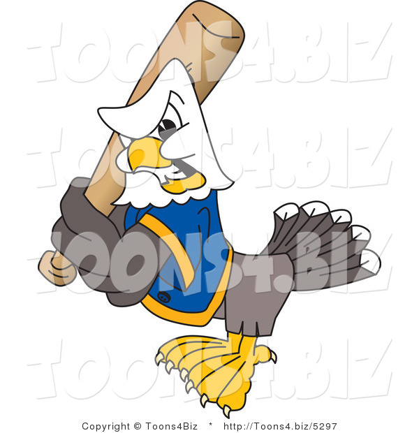 Vector Illustration of a Bald Eagle Mascot Holding a Baseball Bat