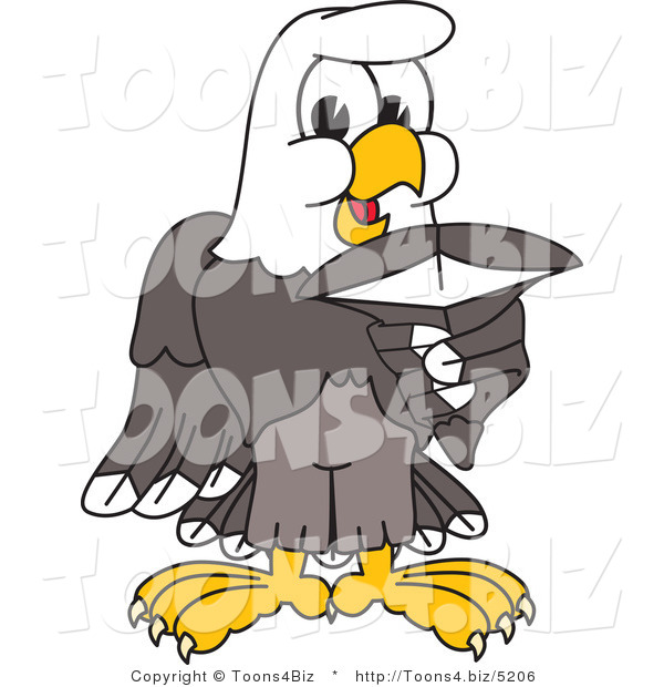 Vector Illustration of a Bald Eagle Mascot Holding a Shark Tooth