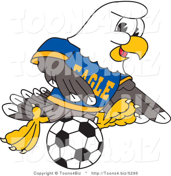 Vector Illustration of a Bald Eagle Mascot Playing Soccer