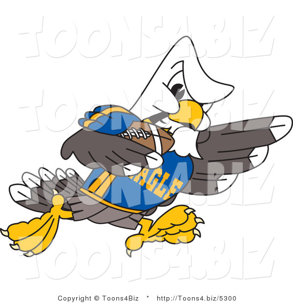 Vector Illustration of a Bald Eagle Mascot Running in a Football Game