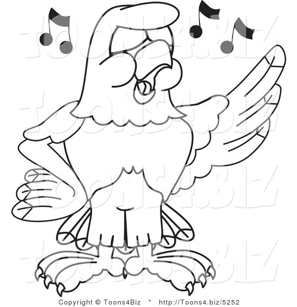 Vector Illustration of a Bald Eagle Singing Outline