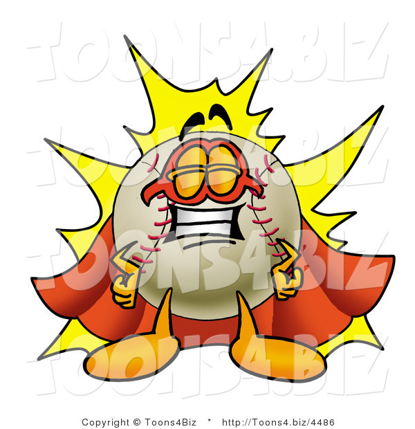 Vector Illustration of a Baseball Mascot Dressed As a Super Hero