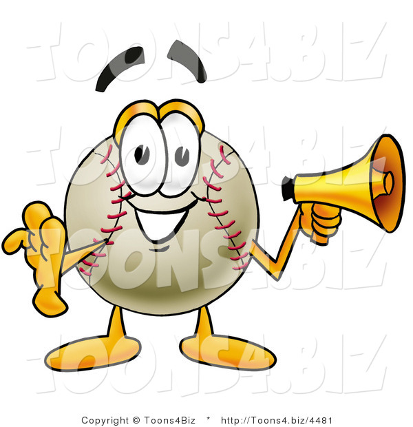 Vector Illustration of a Baseball Mascot Holding a Megaphone
