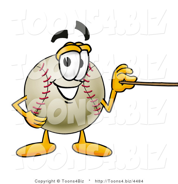 Vector Illustration of a Baseball Mascot Holding a Pointer Stick