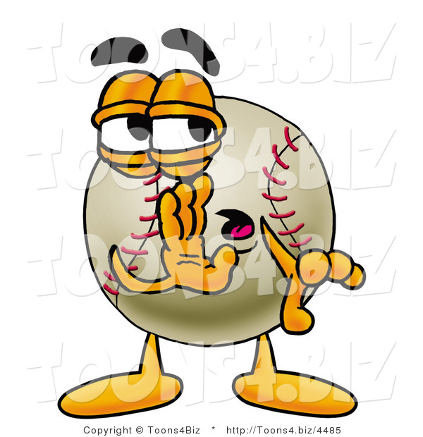 Vector Illustration of a Baseball Mascot Whispering and Gossiping