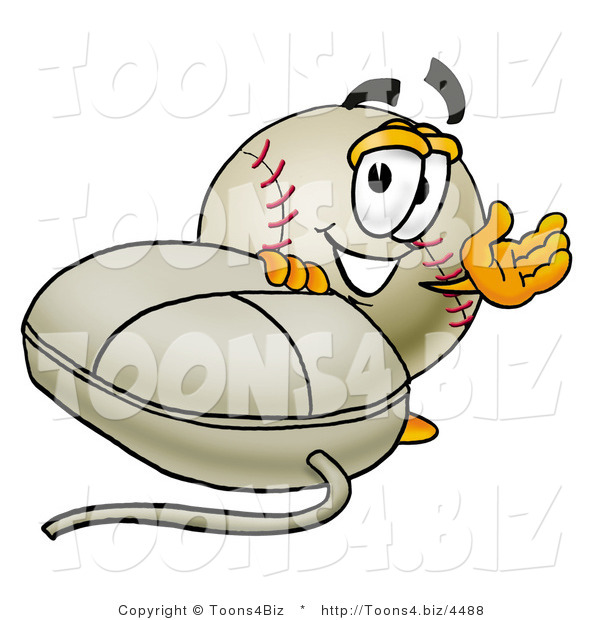 Vector Illustration of a Baseball Mascot with a Computer Mouse