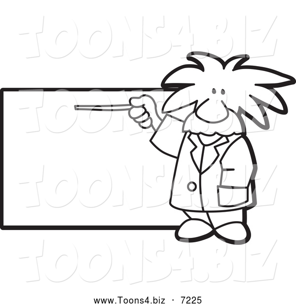 Vector Illustration of a Black and White Albert Einstein Scientist Pointing to a Sign