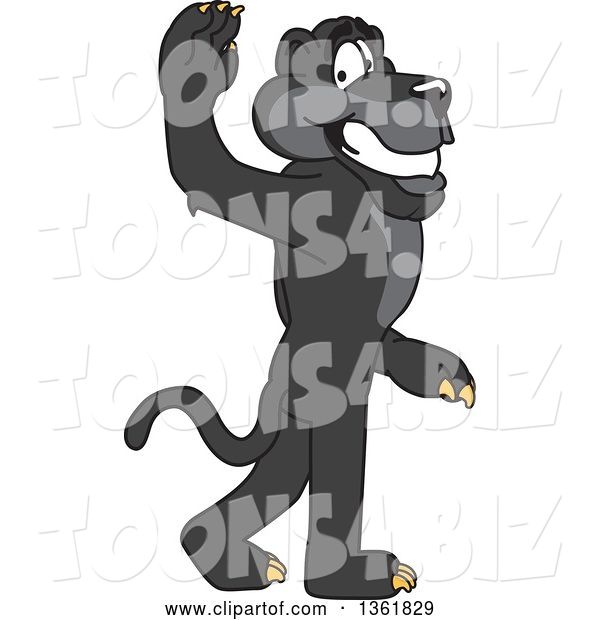 Vector Illustration of a Black Panther School Mascot Gesturing to Follow Him, Symbolizing Leadership