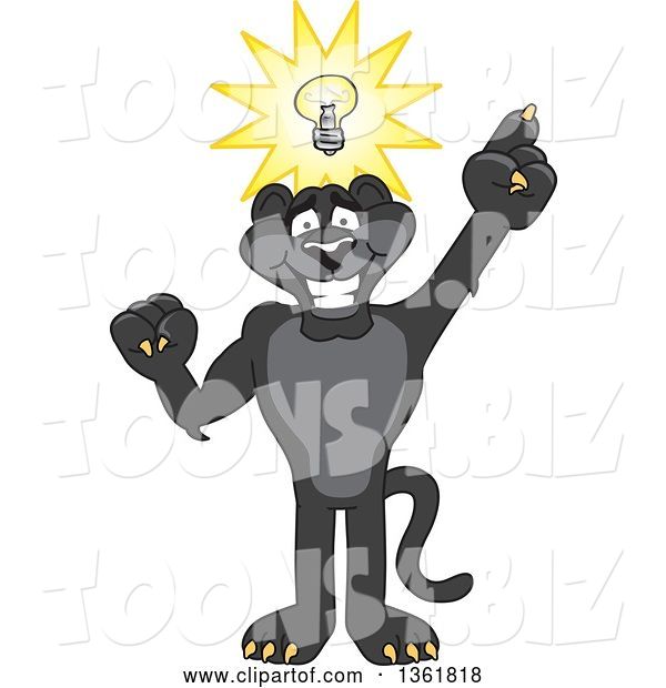Vector Illustration of a Black Panther School Mascot with an Idea, Symbolizing Being Resourceful