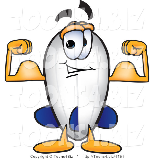 Vector Illustration of a Blimp Mascot Flexing His Muscles