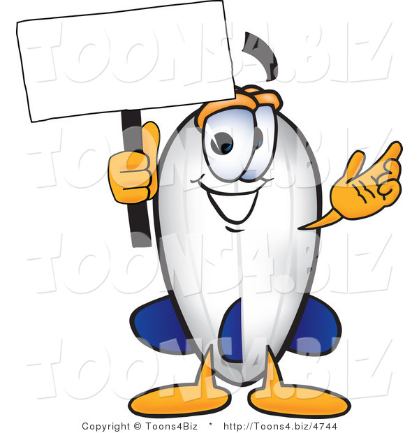 Vector Illustration of a Blimp Mascot Holding a Blank White Sign