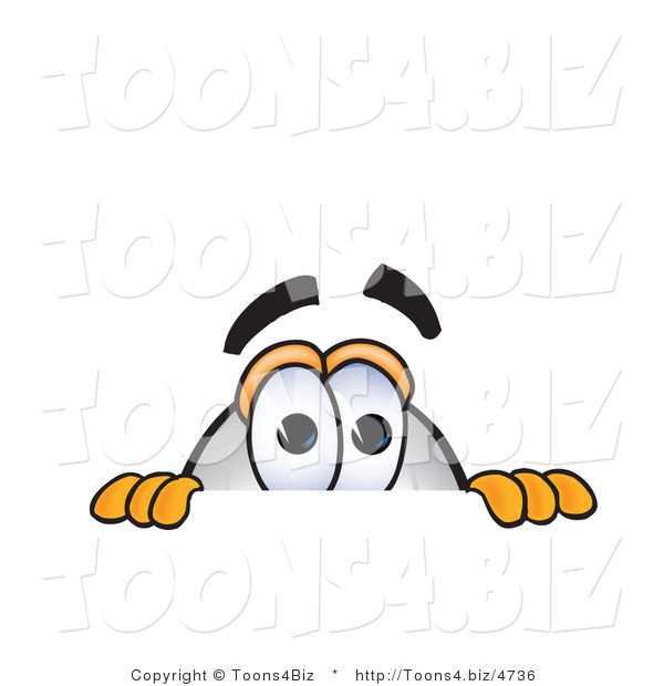 Vector Illustration of a Blimp Mascot Scared and Peeking over a Surface