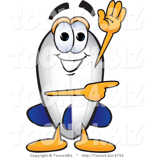 Vector Illustration of a Blimp Mascot Waving and Pointing to the Right