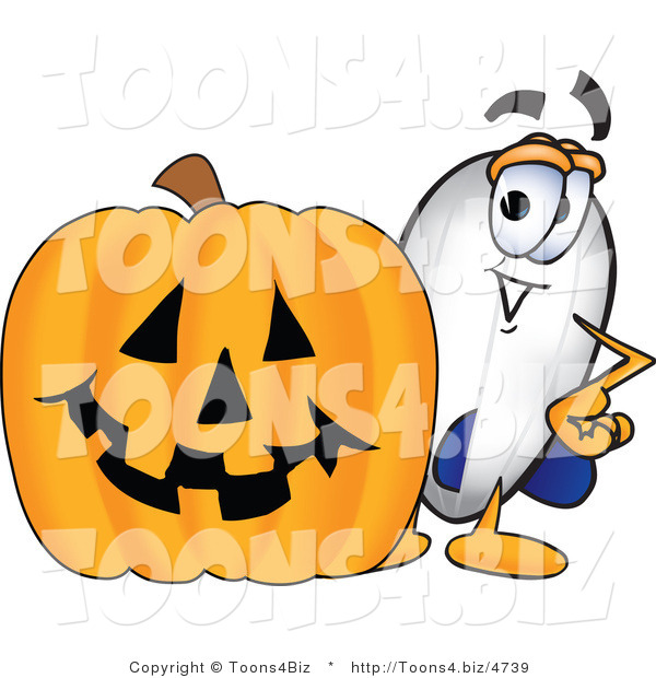 Vector Illustration of a Blimp Mascot with a Carved Halloween Pumpkin