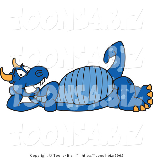 Vector Illustration of a Blue Cartoon Dragon Mascot Reclined