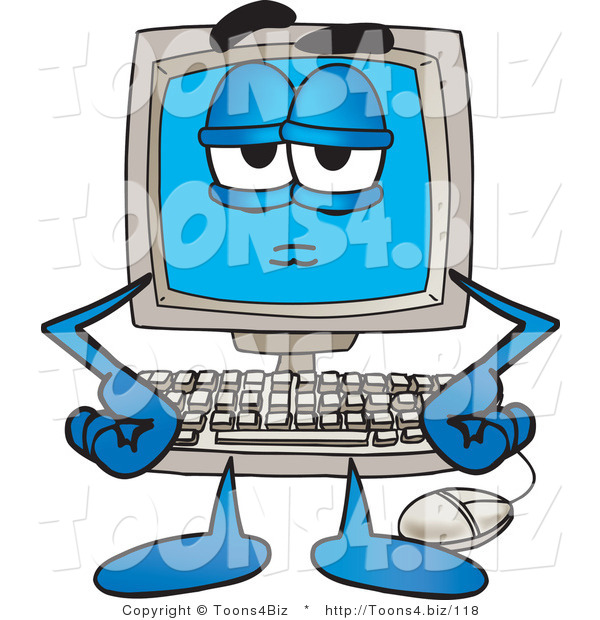 Vector Illustration of a Bored or Stern Cartoon Computer Mascot