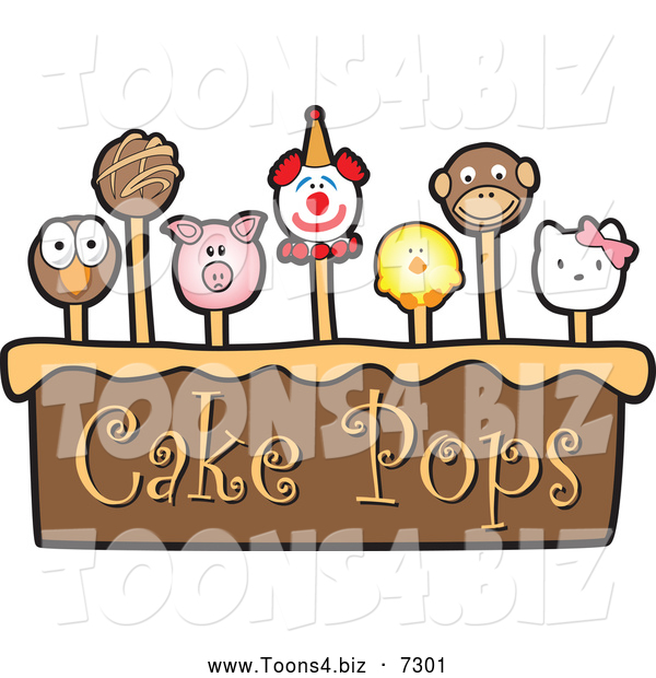 Vector Illustration of a Cake and Cute Pops