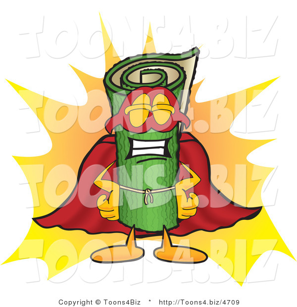 Vector Illustration of a Carpet Roll Mascot Dressed As a Super Hero