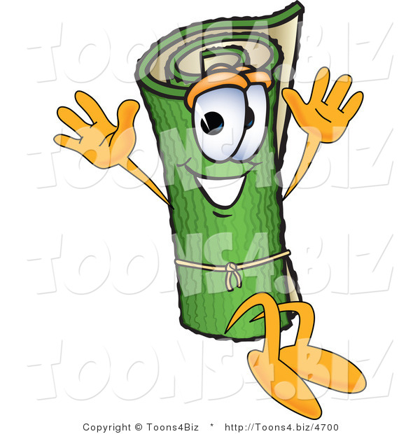 Vector Illustration of a Carpet Roll Mascot Jumping
