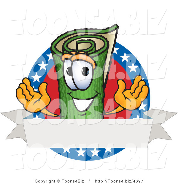 Vector Illustration of a Carpet Roll Mascot with Stars and a Blank Label