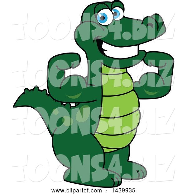 Vector Illustration of a Cartoon Alligator Mascot Flexing