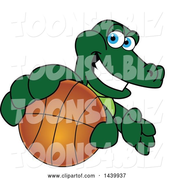 Vector Illustration of a Cartoon Alligator Mascot Grabbing a Basketball