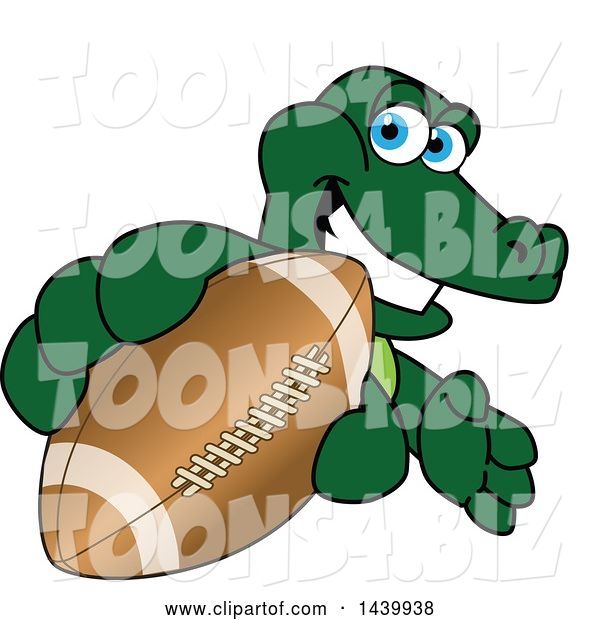 Vector Illustration of a Cartoon Alligator Mascot Grabbing a Football